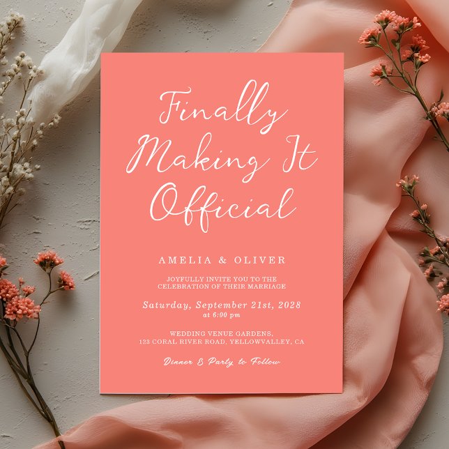 Trendy Coral Pink Script calligraphy Modern Weddin Einladung (Von Creator hochgeladen)