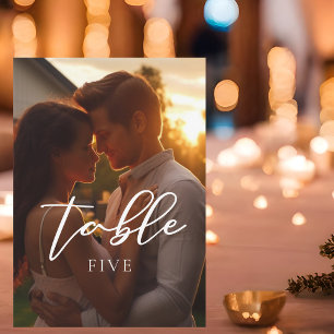 Trendy Couple Foto Wedding Tischnummer Card