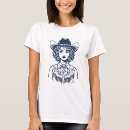 Trendy Cowgirl Western Line Art T-Shirt