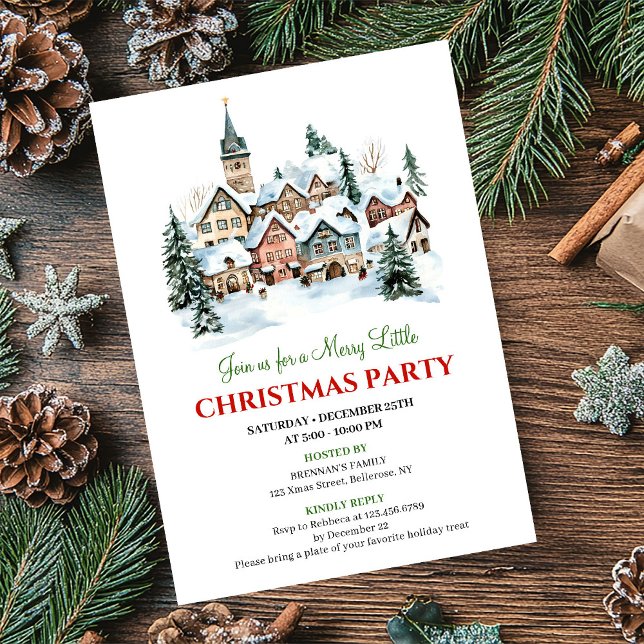 Trendy cozy Christmas scene festive dinner invites Einladung (Trendy cozy Christmas scene festive dinner invitation)