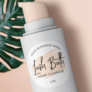 Trendy Cream Watercolor Script Lash Bath Cleanser Runder Aufkleber
