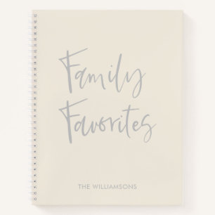 Trendy Cream White Script Cooking Family Rezept Notizbuch