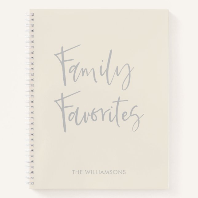 Trendy Cream White Script Cooking Family Rezept Notizbuch (Vorderseite)