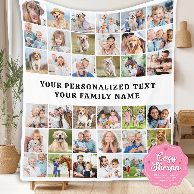 Trendy Custom 36 Photos Collage Cute Modern Family Sherpadecke (Von Creator hochgeladen)