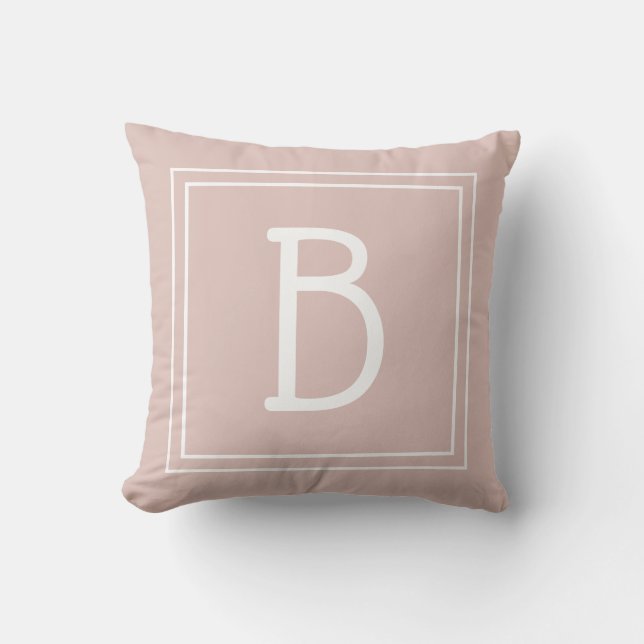 Trendy Custom Mit Monogramm Initial Chic Pink Whit Kissen (Vorderseite)