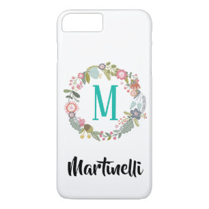 Trendy Custom Monogram Floral Wreath Case-Mate iPhone Hülle