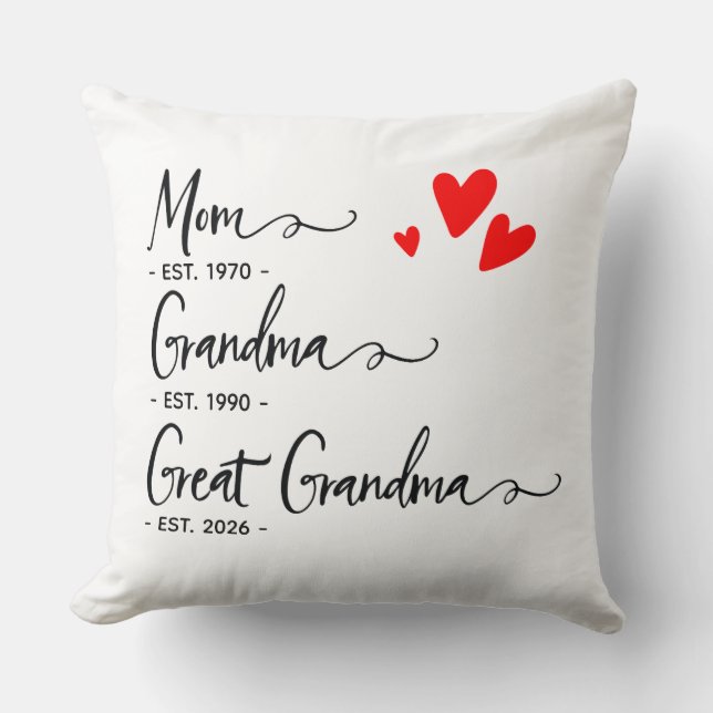 Trendy Custom Year Mom Grandma Great Grandma Kissen (Vorderseite)