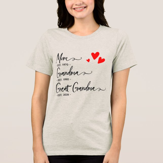 Trendy Custom Year Mom Grandma Great GrandmT-Shirt Tri-Blend Shirt (Vorderseite)