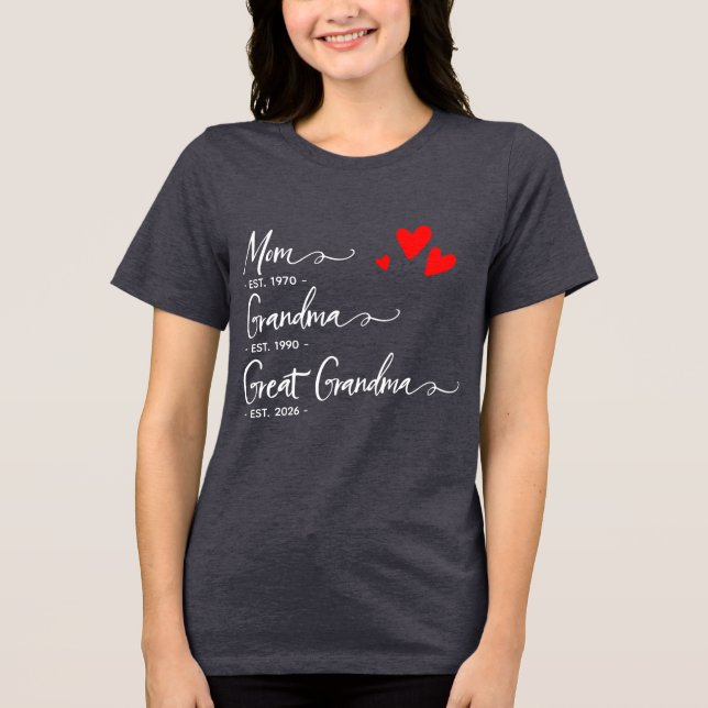 Trendy Custom Year Mom Grandma Great GrandmT-Shirt Tri-Blend Shirt (Vorderseite)