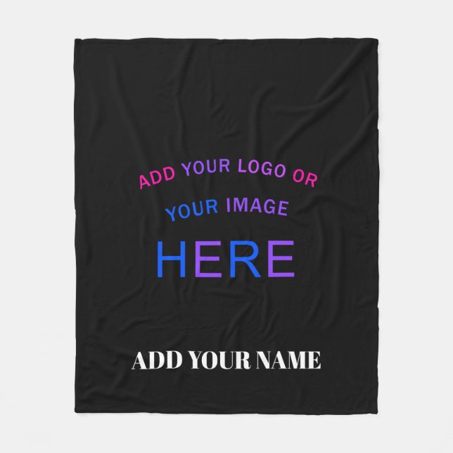 Trendy Customizable Personalisiert Branding Black Fleecedecke (Vorderseite)