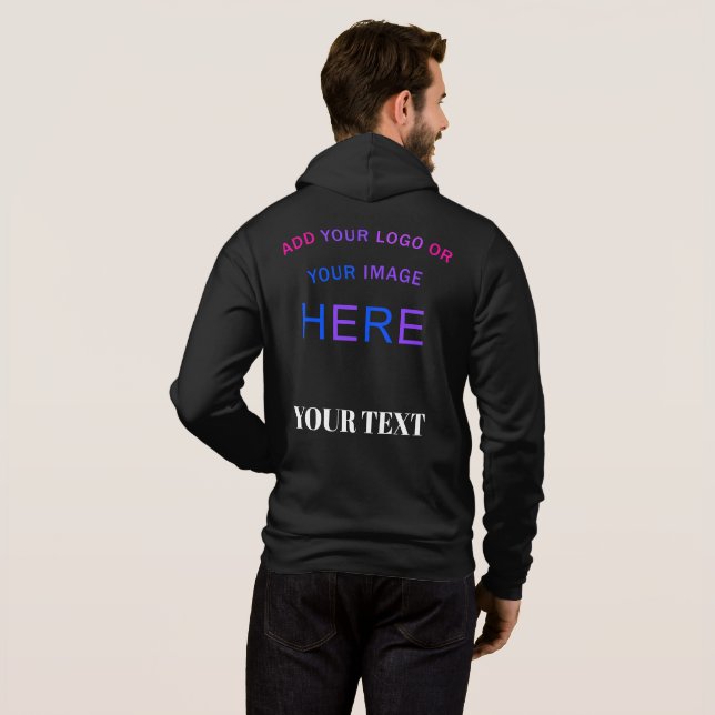 Trendy Customizable Personalisiert Branding Black Hoodie (Schwarz voll)