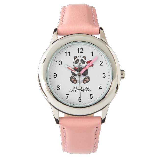 Trendy Cute Panda Bear Personalized  Armbanduhr (Vorderseite)