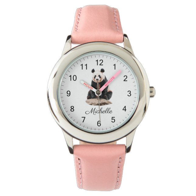 Trendy Cute Panda Bear Personalized  Armbanduhr (Vorderseite)