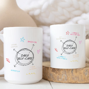 Trendy Daily Self-Care Gewohnheiten Motivierend Kaffeetasse