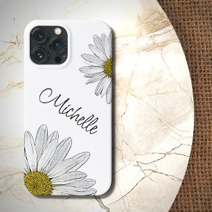 Trendy Daisies Schwarz-weiße Blume Personalisiert Case-Mate iPhone Hülle