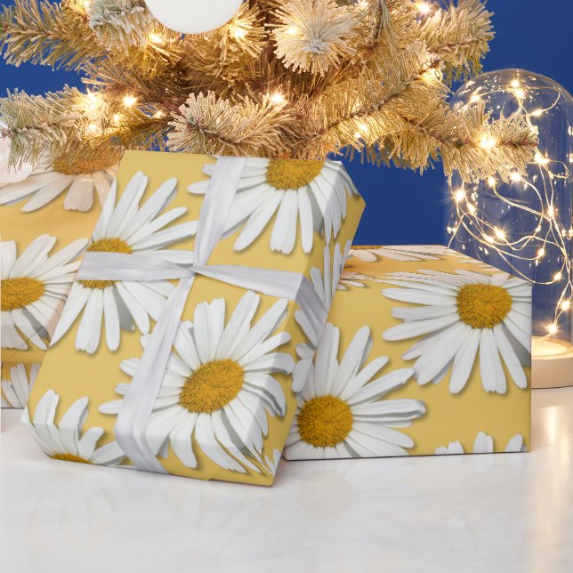 Trendy Daisy Blume Blossom Blumenmotiv Gelb Geschenkpapier (Feiertage)