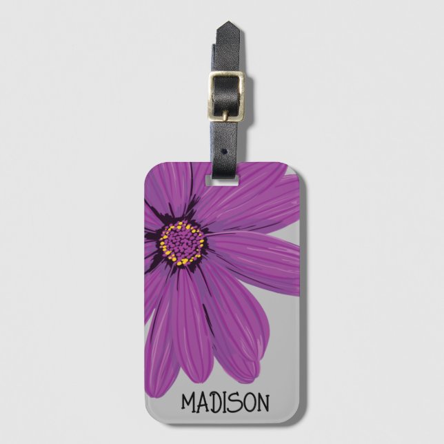 Trendy Daisy Floral Abbildung Custom name Gepäckanhänger (Vorderseite Vertikal)