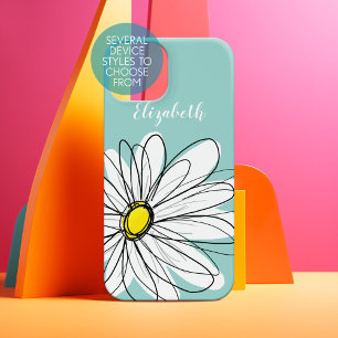Trendy Daisy Floral Illustration - aquamarin gelb iPhone 14 Plus Hülle