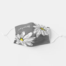 Trendy Daisy Floral Illustration - grau und gelb