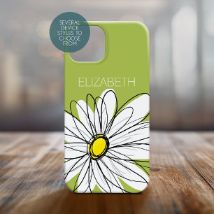 Trendy Daisy Floral Illustration Limette grün gelb Case-Mate iPhone Hülle