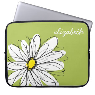 Trendy Daisy Floral Illustration - Limon und gelb Laptopschutzhülle