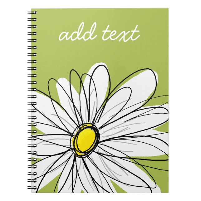 Trendy Daisy Floral Illustration - Limon und gelb Notizblock (Vorderseite)