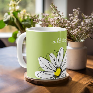 Trendy Daisy Floral Illustration - Limon und gelb Tasse