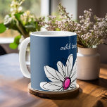 Trendy Daisy Floral Illustration - Marine und Rosa Kaffeetasse<br><div class="desc">Ein Zen-und skurrile,  Hipster-Kunstwerk. Sie können einen Namen,  ein Monogramm oder einen anderen benutzerdefinierten Text hinzufügen. Wenn Sie die Kunst verschieben möchten,  klicken Sie auf die Schaltfläche Anpassen,  um Änderungen vorzunehmen.</div>
