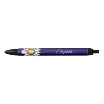 Trendy Daisy Floral Illustration Navy Pen