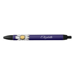 Trendy Daisy Floral Illustration Navy Pen Kugelschreiber