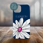 Trendy Daisy Floral Illustration - navy pink iPhone 15 Hülle<br><div class="desc">Ein Zen-und skurrile,  Hipster-Kunstwerk. Sie können einen Namen,  ein Monogramm oder einen anderen benutzerdefinierten Text hinzufügen. Wenn Sie die Kunst verschieben möchten,  klicken Sie auf die Schaltfläche Anpassen,  um Änderungen vorzunehmen.</div>