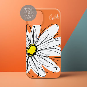Trendy Daisy Floral Illustration - orange-gelb iPhone 16 Pro Max Hülle