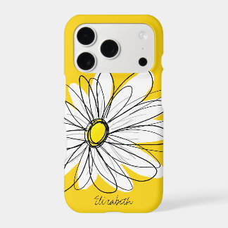 Trendy Daisy Floral Illustration - schwarz und gel