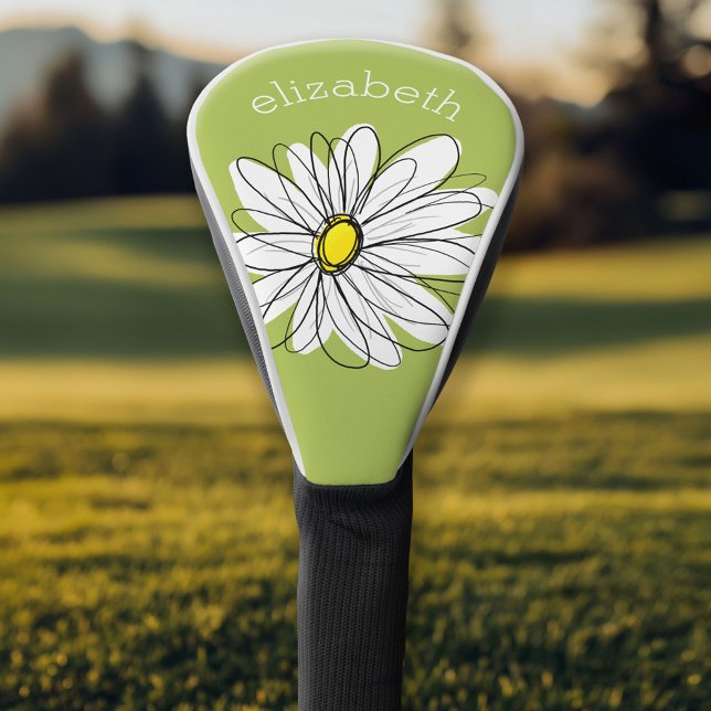 Trendy Daisy mit grau-gelb-grün Golf Headcover (Custom Golf Head Cover)