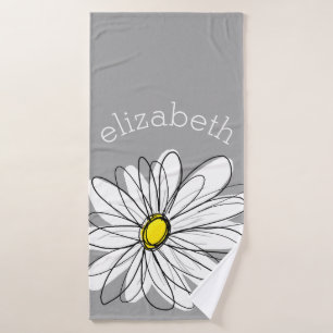 Trendy Daisy mit grau und gelb Badehandtuch
