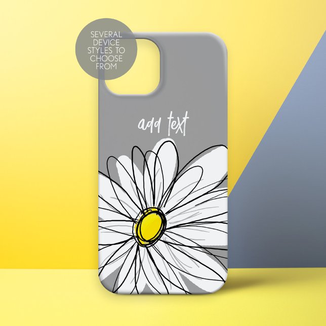 Trendy Daisy mit grau und gelb Case-Mate iPhone Hülle (Whimsical Daisy Personalized Phone Case)