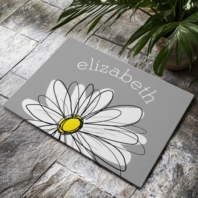 Trendy Daisy mit grau und gelb Fußmatte (Custom Welcome Mat)