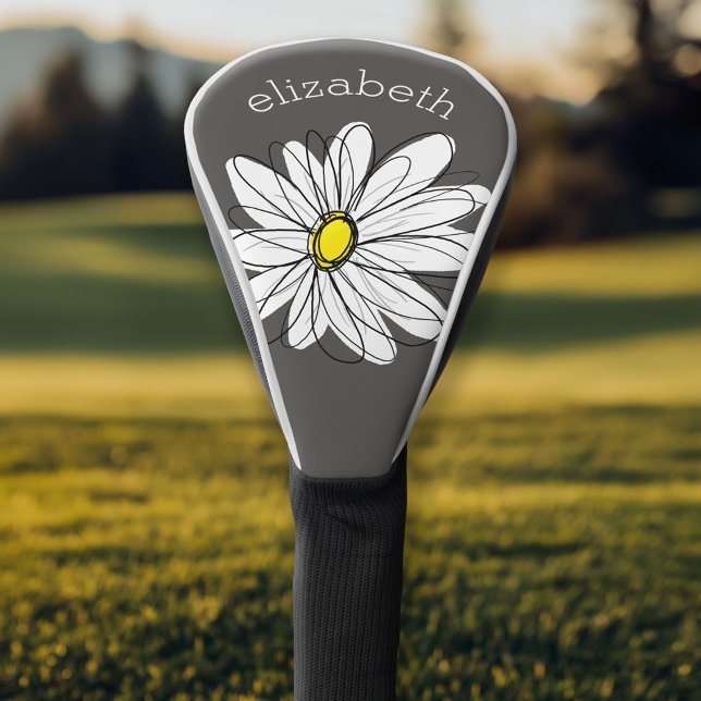 Trendy Daisy mit grau und gelb Golf Headcover (Personalized Golf Head Cover)
