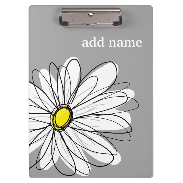 Trendy Daisy mit grau und gelb Klemmbrett (Vorderseite)