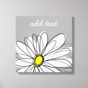 Trendy Daisy mit grau und gelb Leinwanddruck