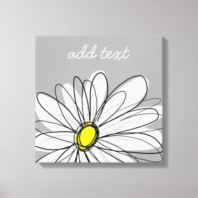 Trendy Daisy mit grau und gelb Leinwanddruck (Vorderseite)