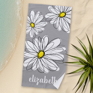 Trendy Daisy mit grau und gelb Strandtuch