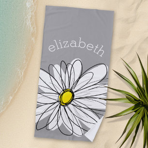 Trendy Daisy mit grau und gelb Strandtuch