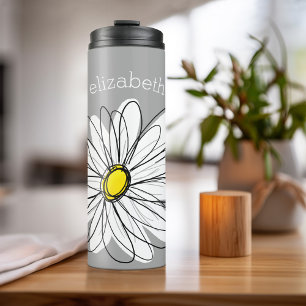 Trendy Daisy mit grau und gelb Thermosbecher
