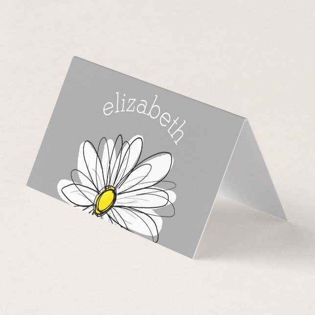 Trendy Daisy mit grau und gelb Visitenkarten (Vorderseite)