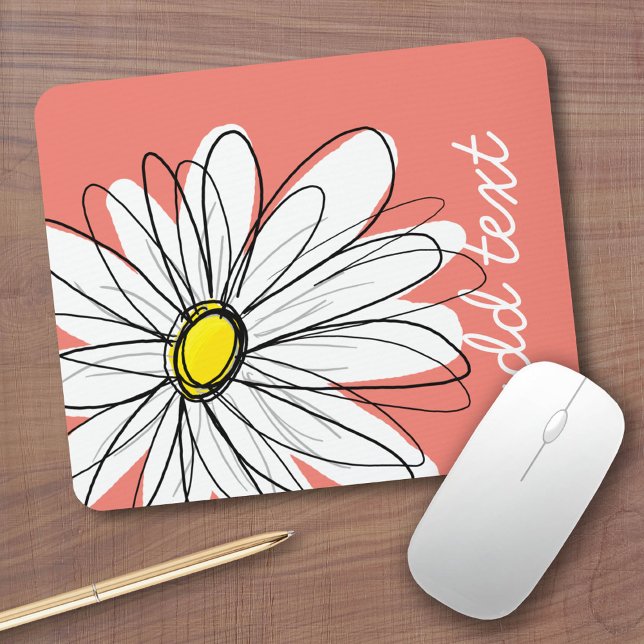 Trendy Daisy mit Korallen und Gelb Mousepad (Custom Mousepad)