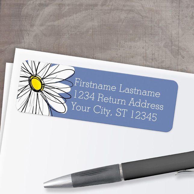 Trendy Daisy Rücksendeadresse - Back Color (Custom Return Address Labels - Low Minimum)