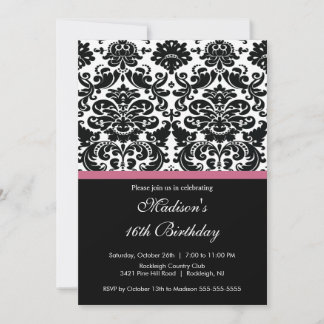 Trendy Damask 16 . Geburtstag Einladung zum Geburt