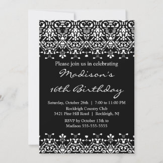 Trendy Damask 16 . Geburtstag Einladung zum Geburt