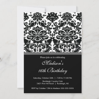 Trendy Damask 16 . Geburtstag Einladung zum Geburt